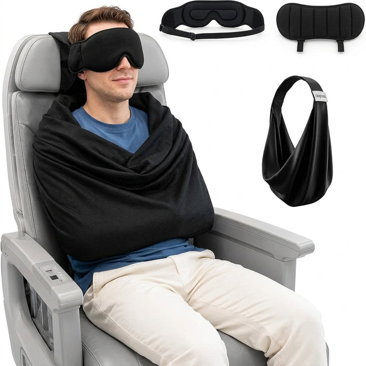 3-in-1 Travel Pillow with Adjustable Eye Mask