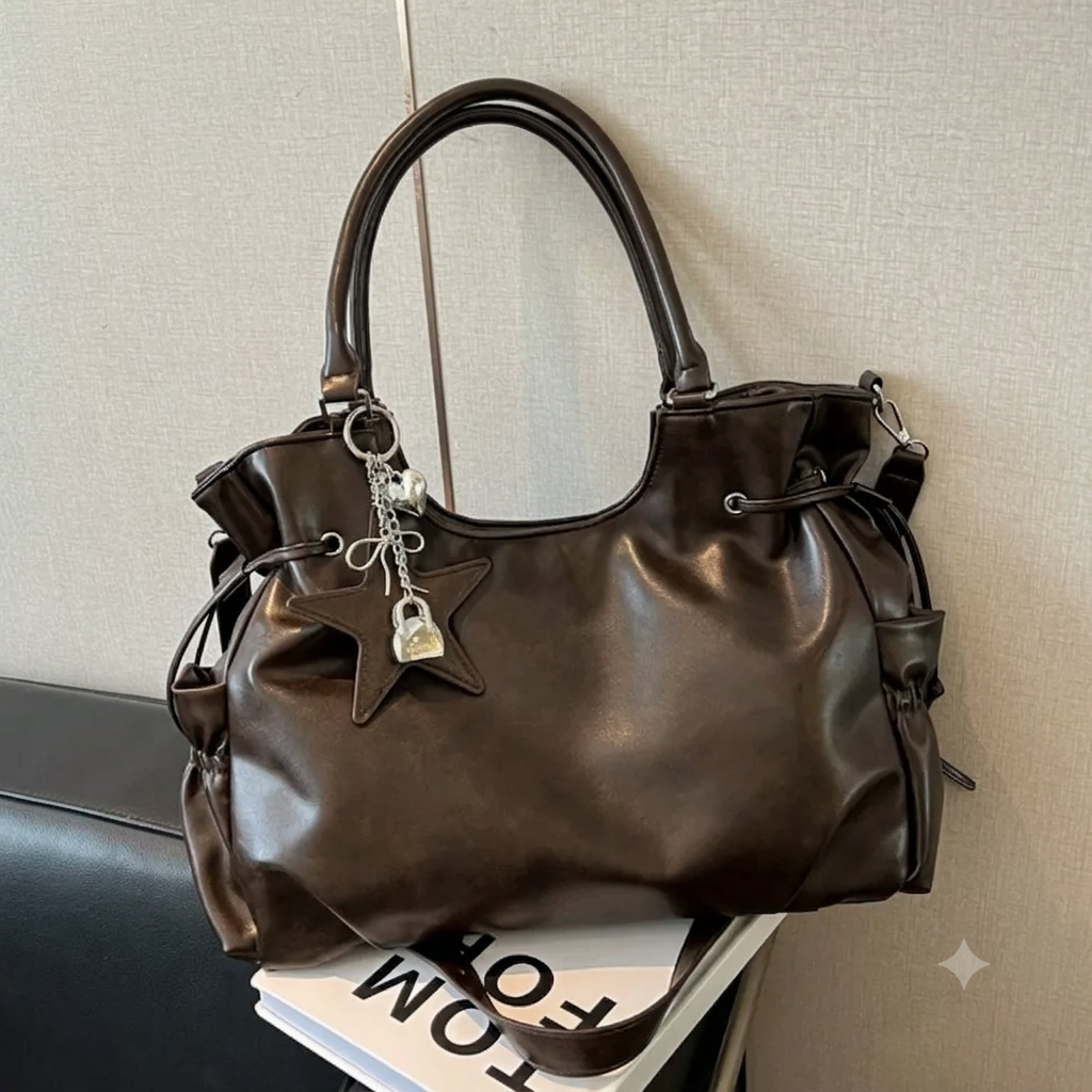 Vintage Oil-Wax Leather Laptop Tote Bag